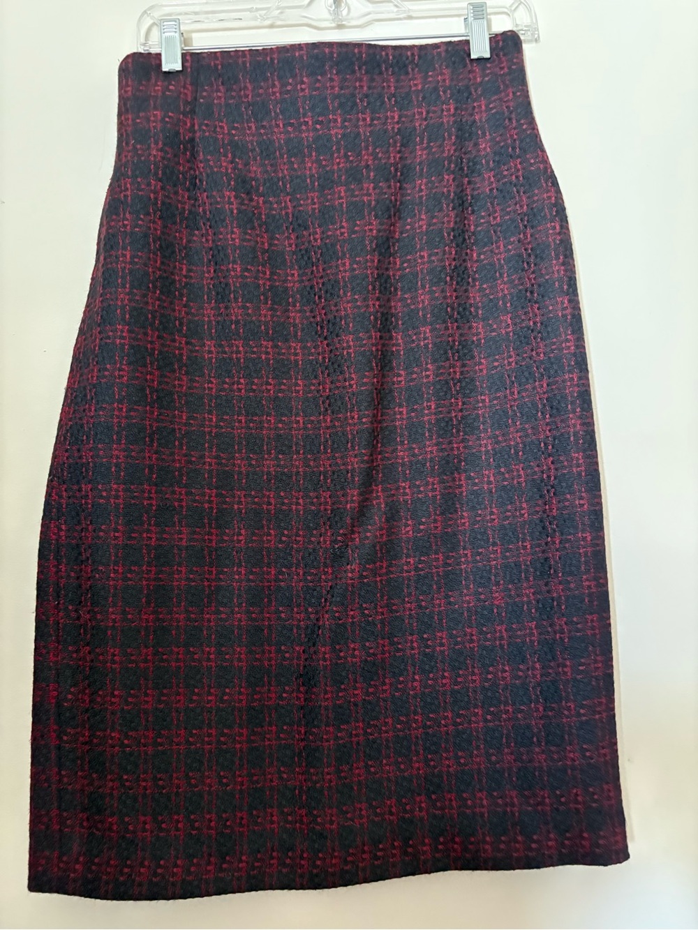 Plaid Pencil Skirt in Red and Black
